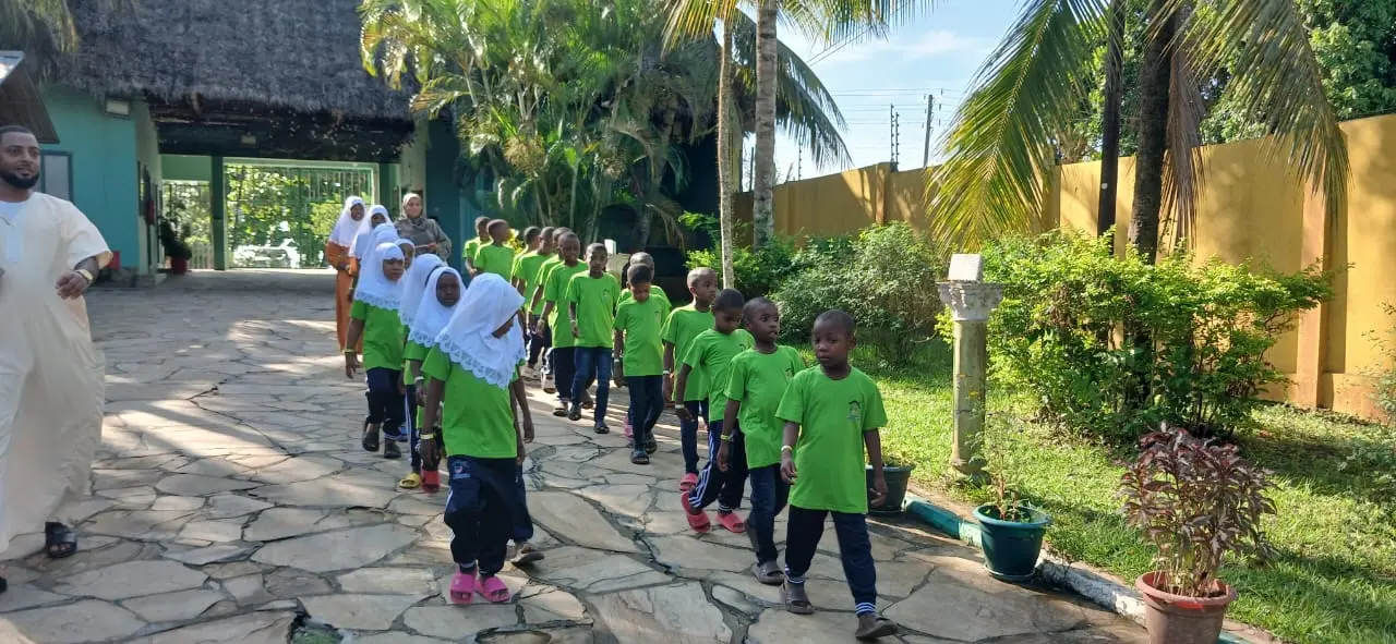 Volunteers helping children in community